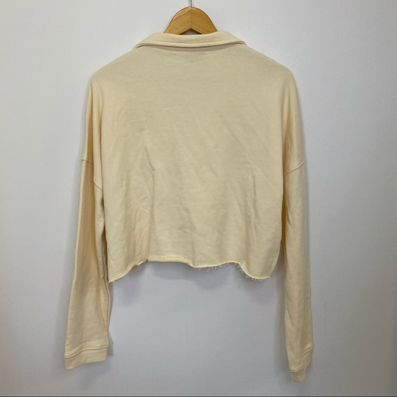 SNDYS Everyday Fleece Polo Sweater Size S Cream Lounge Wear - Picture 4 of 8